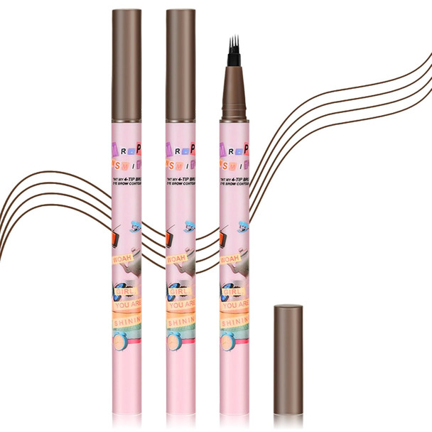 Qiufsse 3Pcs Microblading Eyebrow Pen Waterproof Dark Brown Eyebrow Pencil For WomenEasy To ShapeLong-Lasting Brow PenEasily Create Natural Eyebrow Makeup-Dark Brown