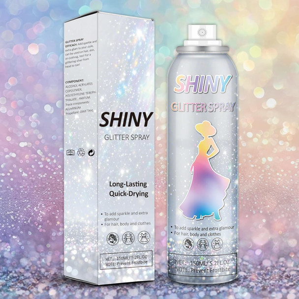 Qiufsse Body Glitter Spray150Ml Glitter HairsprayLong-Lasting And Quick-DryingShimmer Spray For Kids WomenSuitable For Festival Music Concert Party4.2 Fl Oz (Rainy-Rainbow)