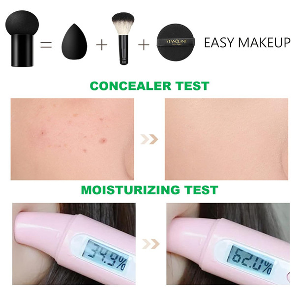 Qiufsse Mushroom Head Air Cushion Cc Cream Makeup Bb Cream Concealer Brighten Long-Lasting Oil Control And Moisturizing-Natural