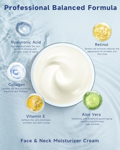 Ragkun Retinol Cream For Face Collagen Neck Creams For Tightening And Firming Anti Aging Day & Night Facial Moisturizer + Super Vitamin C 20% Serum For Women Dark Spot Remover For Face