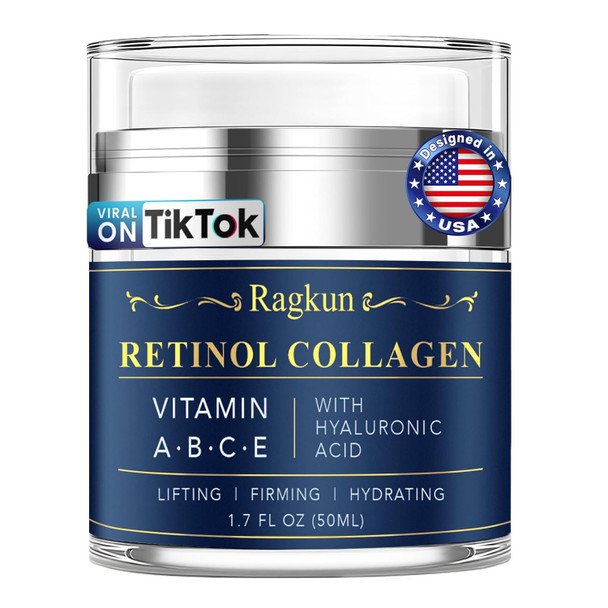 Ragkun Retinol Cream For Face Collagen Neck Creams For Tightening And Firming Anti Aging Day & Night Facial Moisturizer For Women & Men Instant Face Lift Wrinkle Cream 2-Pack