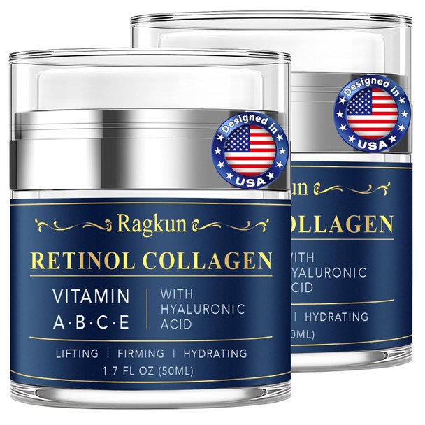 Ragkun Retinol Cream For Face Collagen Neck Creams For Tightening And Firming Anti Aging Day & Night Facial Moisturizer For Women & Men Instant Face Lift Wrinkle Cream 3.4 Fl. Oz.