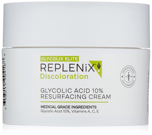 Replenix Glycolic Acid 10% Resurfacing Cream Hydrating & Lightweight Medical-Grade Exfoliating Face Moisturizer For Skin Discoloration (1.7 Oz)