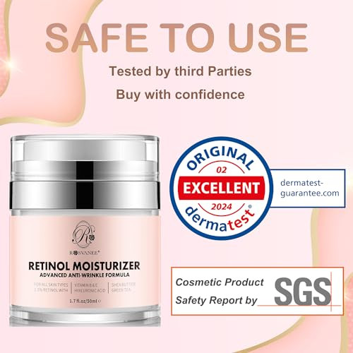 Rosvanee Retinol Cream Face Moisturizer For Women Men Anti Aging Wrinkle Cream With Retinol Nacinamide Ah-8 Peptides Botanical Extracts Facial Eye Cream For Day Night