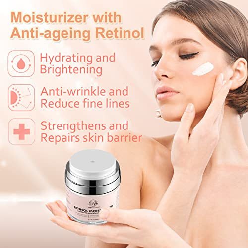 Rosvanee Retinol Cream Face Moisturizer For Women Men Anti Aging Wrinkle Cream With Retinol Nacinamide Ah-8 Peptides Botanical Extracts Facial Eye Cream For Day Night