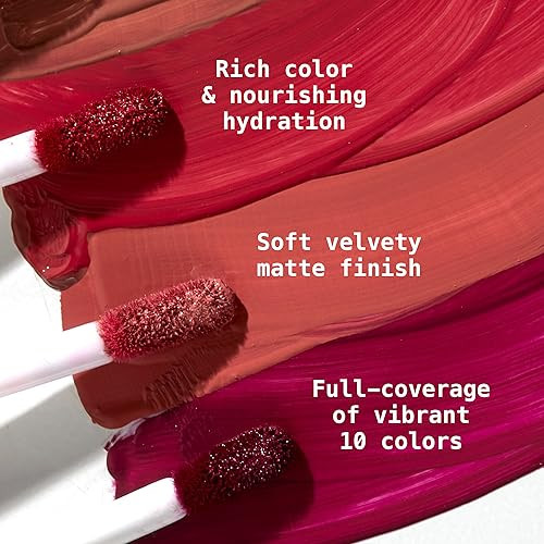 Ruby Kisses Velvet Lip Cream Matte Finish Lipstick Rich Color Long Lasting Lip Stain Lightweight Nourishing Hydration High Pigment Lip Tint (Skin Deep)