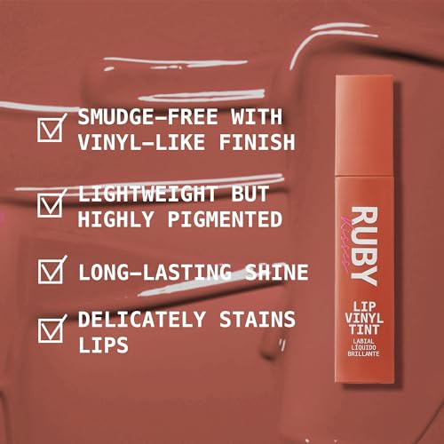 Ruby Kisses Lip Vinyl Tint - High-Pigment Transfer-Proof Smudge-Proof Liquid Lipstick Soft-Satin Shine Lightweight Makeup Long-Lasting Lip-Gloss Full Coverage Color (Brown Sugar 2.8Ml)