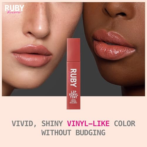 Ruby Kisses Lip Vinyl Tint - High-Pigment Transfer-Proof Smudge-Proof Liquid Lipstick Soft-Satin Shine Lightweight Makeup Long-Lasting Lip-Gloss Full Coverage Color (Brown Sugar 2.8Ml)