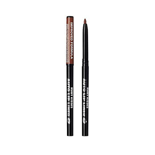 Ruby Kisses Auto Lip Liner Pencil (Brown 3 Pack) Long Lasting & Non-Fading Smooth Application Non-Feathering With Rich Pigmented Color No Sharpener Needed Ideal For Full Lips Look