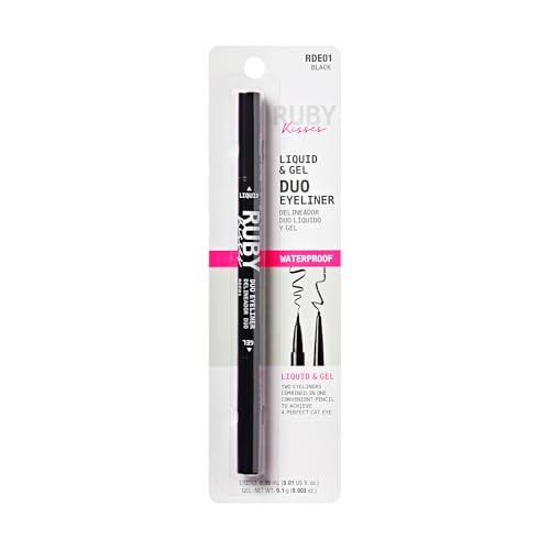 Ruby Kisses Duo Felt Tip Liquid Eyeliner In Black Dual Ended Waterproof Eyeliner Smudge-Proof & Long-Wearing Regular & Micro Tip For Ultra Precise Thin To Bold Cat Eye Fast Drying Formula