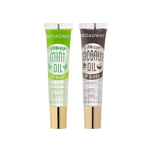 Ruby Kisses Broadway Vita-Lip Clear Lip Gloss (2 Pack Mint & Coconut Oil) Ultra-Hydrating & Soothing Formula With Vitamin Oils High-Shine Non-Sticky Finish Healing Lip Balm For Healthy Lips