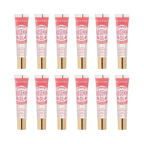 Ruby Kisses Broadway Vita-Lip Clear Lip Gloss (Rosehip Oil 12 Pack) Ultra-Hydrating & Soothing Formula With Vitamin Oils High-Shine Non-Sticky Finish Healing Glossy Lip Balm With Vitamin A