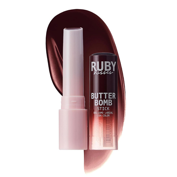 Ruby Kisses Butter Bomb Lip Balm High Shine Tinted Lip Gloss Ultra Hydrating Melting Lipstick With Shea Butter For Plumped Look Lightweight Buildable Color With Glowy Glass Finish (Raspberry Pie)