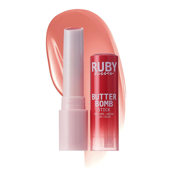 Ruby Kisses Butter Bomb Lip Balm High Shine Tinted Lip Gloss Ultra Hydrating Melting Lipstick With Shea Butter For Plumped Look Lightweight Buildable Color With Glowy Glass Finish (Raspberry Pie)