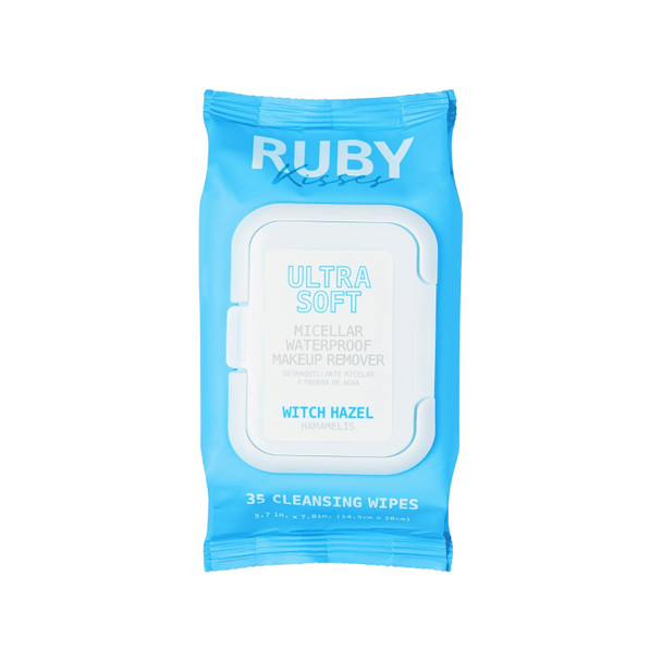 Ruby Kisses Makeup Remover Wipes Daily Facial Cleanser Towelettes For Waterproof Makeup Micellar Face Cleansing Wipes For Sensitive Skin Hydrating & Refreshing 35 Count (Collagen)