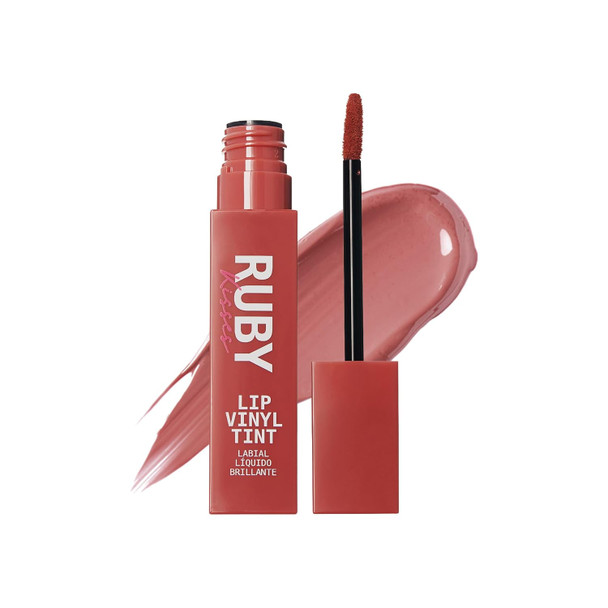 Ruby Kisses Lip Vinyl Tint - High-Pigment Transfer-Proof Smudge-Proof Liquid Lipstick Soft-Satin Shine Lightweight Makeup Long-Lasting Lip-Gloss Full Coverage Color (Kiss Me 2.8Ml)
