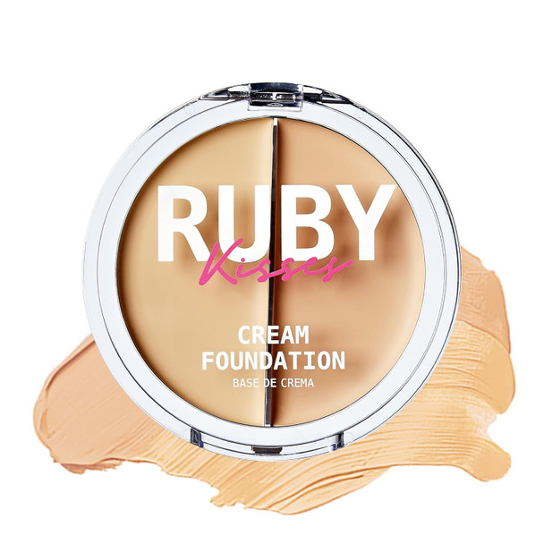 Ruby Kisses 3D Face Creator Cream Foundation & Concealer 12 Hours Long Lasting Medium To Full Coverage Non-Greasy Ideal For Makeup & Contour Palette (Level 16)