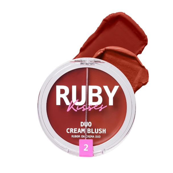 Ruby Kisses Duo Cream Blush Smooth Natural-Looking Long-Lasting Face Makeup Blush For Cheeks Lips And Eyes Buildable And Blendable Infused With Green Tea Aloe Vera Extract And Hyaluronic Acid (Rosewood)