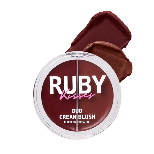 Ruby Kisses Duo Cream Blush Smooth Natural-Looking Long-Lasting Face Makeup Blush For Cheeks Lips And Eyes Buildable And Blendable Infused With Green Tea Aloe Vera Extract And Hyaluronic Acid (Rosewood)