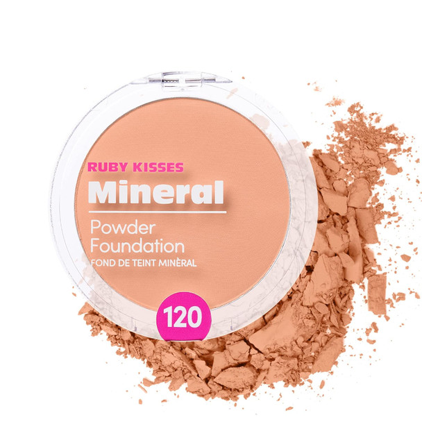 Ruby Kisses Mineral Pressed Powder Foundation Medium To Full Coverage Natural Finish 0.35 Ounce (Chestnut)
