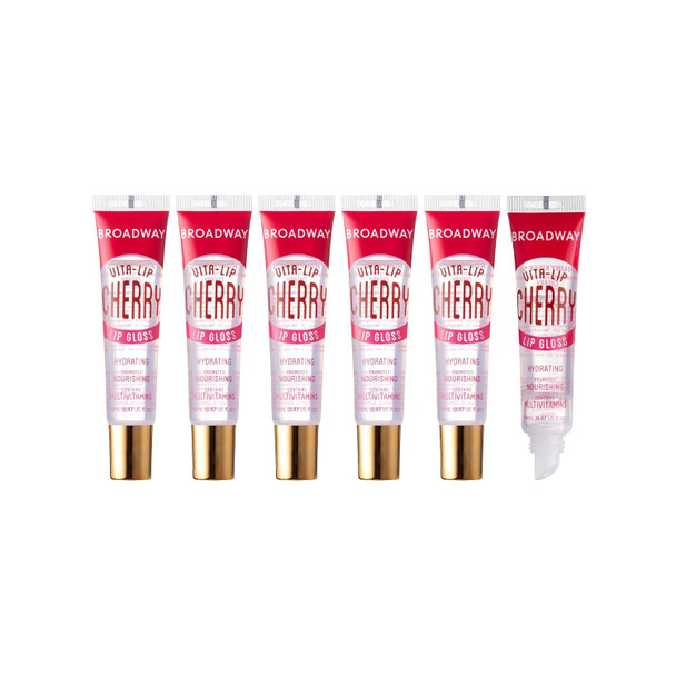 Ruby Kisses Broadway Vita-Lip Clear Lip Gloss 6Pcs (Cherry) Ultra-Hydrating & Soothing Formula With Vitamin Oils High-Shine Non-Sticky Finish Healing Glossy Lip Balm Locks In Moisture
