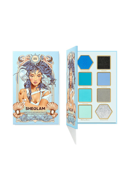 Sheglam Glitter Metallic Palette 8-Color High Pigment Silver Blue Long Wearing Horoscope Collection Palette - Ambitious Aquarius