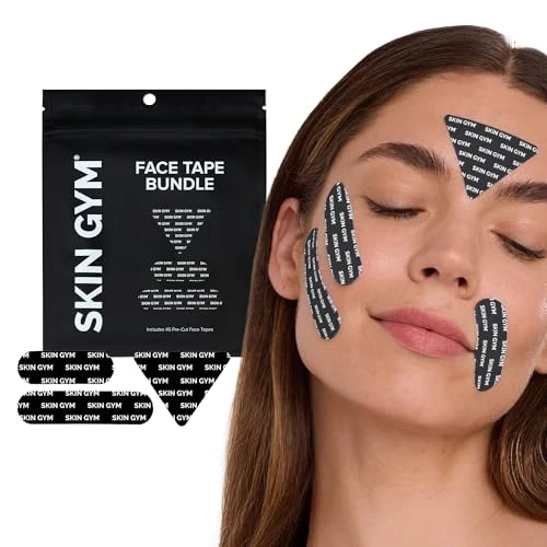 Skin Gym Face Tape Bundle 45 Assorted Pre-Cut Strips For Overnight Anti-Wrinkle Patches For Forehead And Cheeks - Under Eye Patches For Instant Face Lift And Smoothing Lines