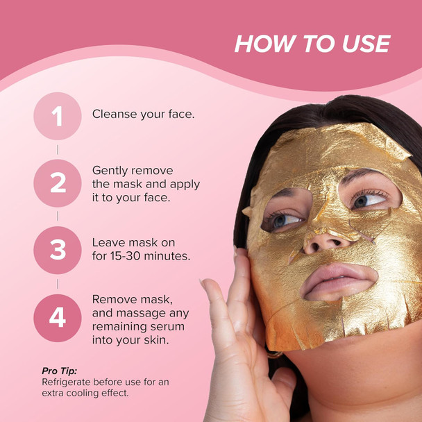 Skin Gym Gold Foil Face Mask - With Bakuchiol And Super Hydra Complex With Sodium Hyaluronate And Amino Acids- Soothing Anti Aging Depuffing And Anti Wrinkle 1 Pack