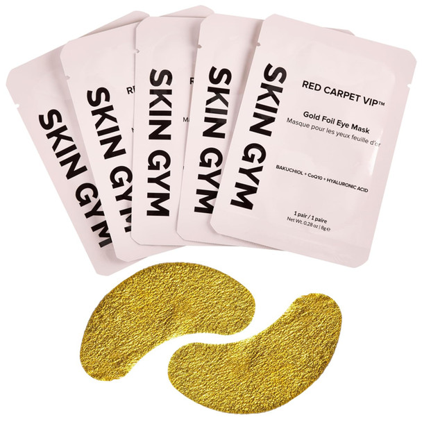 Skin Gym Gold Foil Eye Mask 5 Pack Hydrating And Brightening Under-Eye Treatment With Bakuchiol And Hyaluronic Acid
