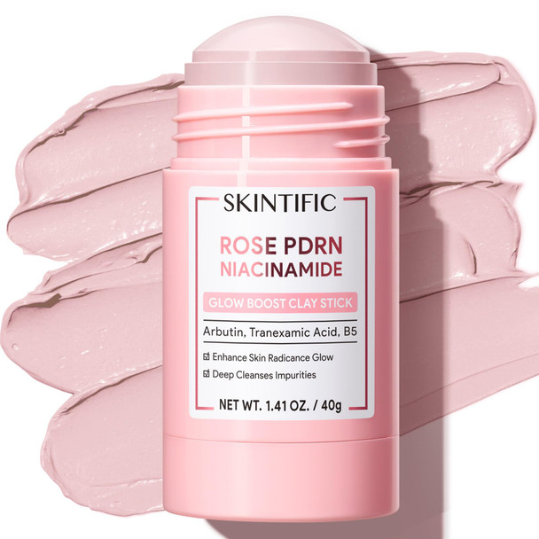 SKINTIFIC Deep Pore Cleansing Blackhead Remover Face Mask Stick, Mud Mask with Natural Alaska Volcano Clay, Gentle Exfoliating, Smoothing Skin, Non-Drying, Skincare Facial Mask