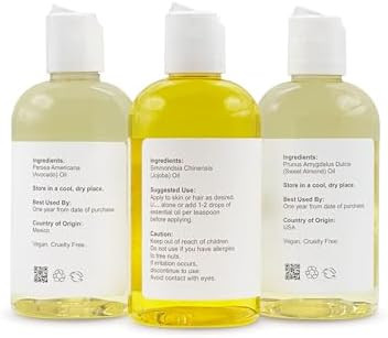 Soapeauty Sweet Almond Oil | Golden Jojoba Oil | Avocado Oil | Pack Of 3 | Cold Pressed | Carrier For Essential Oils Moisturizer For Skin Face & Hair Soap Making | 8 Fl Oz Each