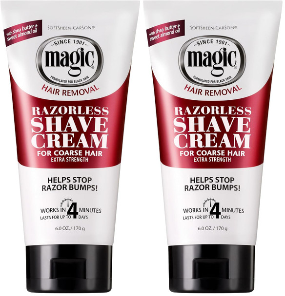 Softsheen Carson Magic Razorless Shaving Cream Depilatory Hair Removal Cream For Body Hair Extra Strength Works In 4 Minutes For 6 Oz