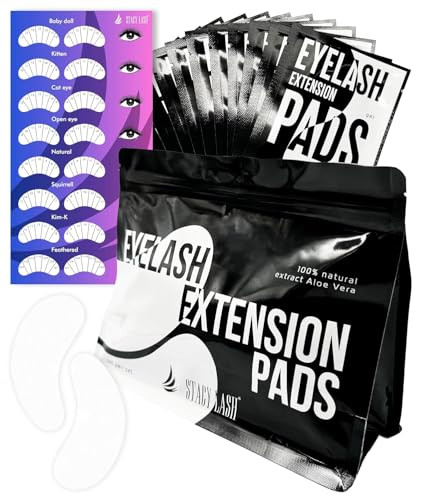 Stacy Lash Lightning Speed Eyelash Extensions Glue 5Ml + 100 Pairs Set Premium Under Eye Gel Pads For Eyelash Extension - Lint Free Patches With Vitamin C And Aloe Vera Supplies
