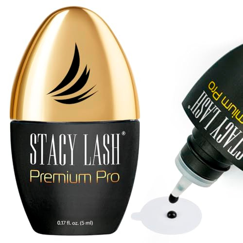 Stacy Lash Premium Pro Eyelash Extension Glue 0.17Fl.Oz/5Ml / 0.3 Sec Drying Time/Retention 7 Weeks/Extra Strong Black Lash Adhesive/Lash Tech Supplies
