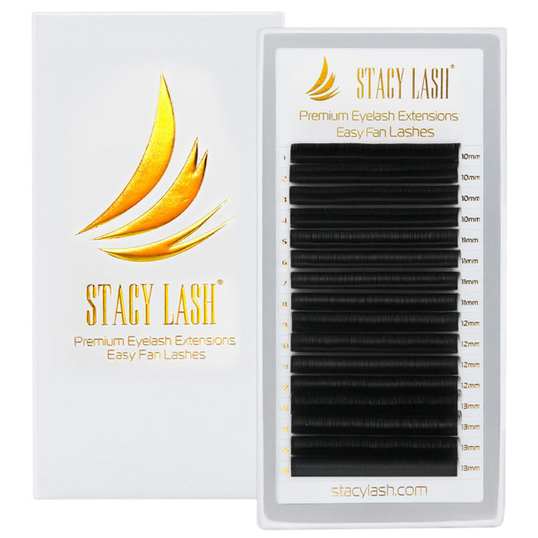 Stacy Lash Easy Fan Lash Extensions By | C Curl Eye Lashes | Easy Fanning Lashes 3D 4D 5D 6D 7D 10D | Volume Set | 16-Rows Lash Tray | Eyelash Extension Supplies For Lash Tech |C-0.05-Mix 7-15