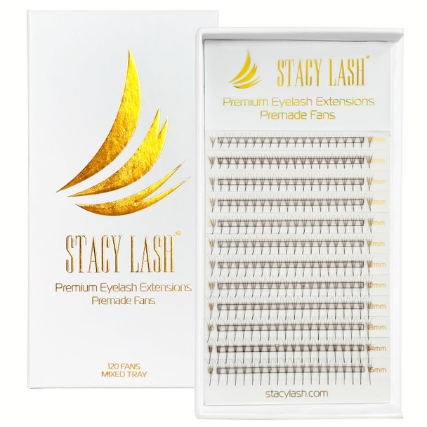 Stacy Lash Premade Lash Fans By 10D Pre Made Fans Lash Extensions | Volume & Mega Volume Eyelashes | Professional Eye Lash Extension Supplies | False Lash Tray 10D-D-0.03-Mix 8-11