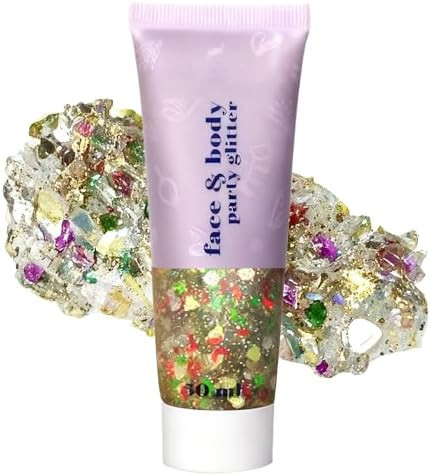 Sulily Christmas Body Glitter GelRed Green And White Christmas Body Hair Face Glitter Face PaintShimmer Holographic Colorful Sequins Chunky Glitter Gel MakeupAccessories For Festival Rave