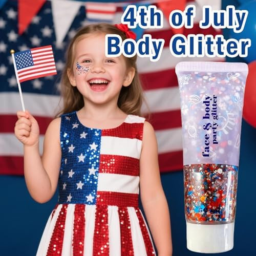 Sulily 4Th Of July Red White And Blue Glitter Stick Fourth Of July Decorations For Women Kids 4Th Of July Accessorie Patriotic Body & Hair Glitterfor Independence Day Veterans Day Memorial Day
