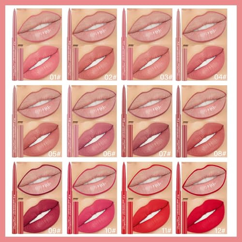 Sulily 12 Colors Matte Lip Liner/Lipstick SetOne Step Lips Makeup KitVelvet Nude Collection Waterproof Long Wear Lip Gloss Lip Liner For Women To Create The Perfect Matte Lip Look