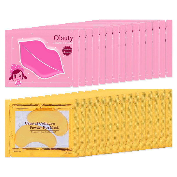 Sulily 30 Lip Mask & Eye Mask 24K Gold Crystal Gel Collagen Eye Patches For Puffy Eyes Valentines Day s Party Favors Galentines s Bulk s Bachelorette Party Accessories Small s