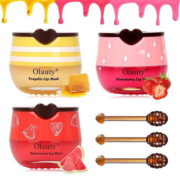 Sulily 4Pcs Bee Lip Balm Honey Pot Lip Mask Skincare Prevention Lip Dry SetStrawberry Watermelon Apple Lime Honey Lip Sleeping Moisturizing Lip Balm Mothers Day s Easter Basket Stuffers