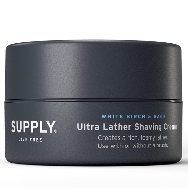 Supply Ultra Lather Shaving Cream Sandalwood & Cedar - Hypoallergenic Formula For Men - 3.4 Oz Jar - Naturally Soothes And Protects Guards Against Razor Burn And Irritation