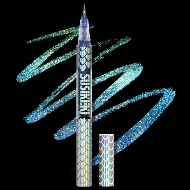 Susikeki Chameleon Liquid Eyeliner Green Purple Color Shifting Metallic Shimmer Eye Liner Waterproof Long Lasting Duo-Color Glitter Eye Makeup Pen #2 Baroque Emerald