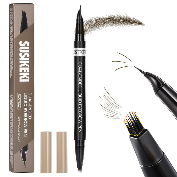 Susikeki Blonde Color Dual-Ended Microblading Eyebrow Pencil For Women 2 In 1 Liquid Eyebrow Pencil With Curved Tip And 4D Brow-Fection Microblading Pen Shaped Fill Hairlike Waterproof Eyebrows 01