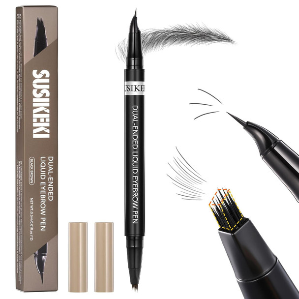 Susikeki Blonde Color Dual-Ended Microblading Eyebrow Pencil For Women 2 In 1 Liquid Eyebrow Pencil With Curved Tip And 4D Brow-Fection Microblading Pen Shaped Fill Hairlike Waterproof Eyebrows 01