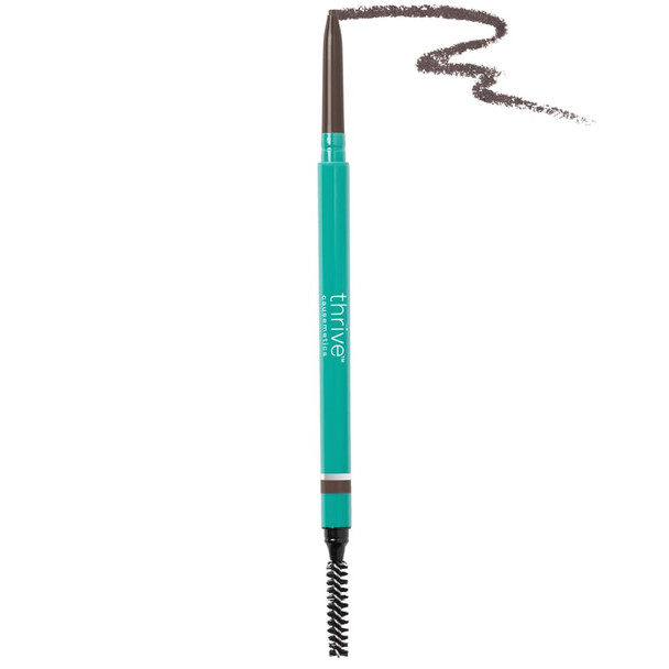 Thrive Causemetics Infinity Waterproof Eyebrow Pencil Retractable Brow Pencil With Hyaluronic Acid & Shea Butter Dual Ended Eyebrow Brush Spoolie Fine Tip Vegan & Cruelty Free Nan (Charcoal)