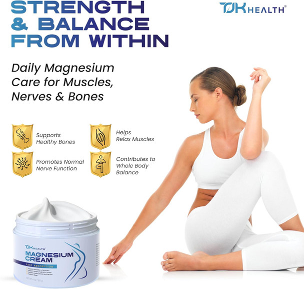 Tjk Health Magnesium Cream For Neuropathy - Nerve Muscle Cramps Body Pain Topical Lotion Support With Lavender Shea Butter - Nighttime Relaxing & Calming Foot & Body Rub For Legs Feet Back