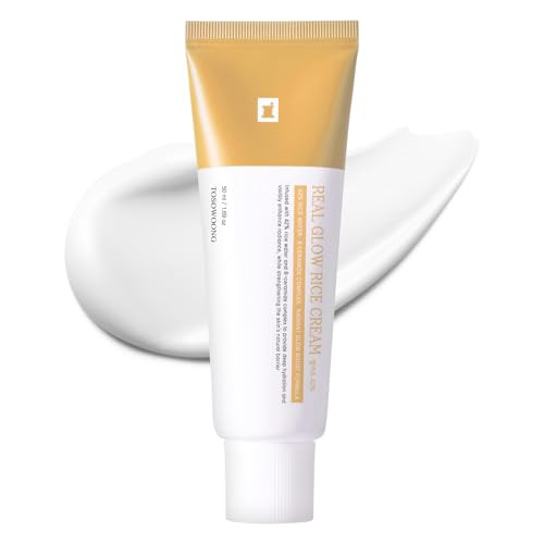 Tosowoong Real Glow Rice Cream 42% Rice Bran Water Hydrating Face Moisturizer Hyaluronic Acid 6 Ceramides Deep Nourishment Moisture Barrier Repair Glass Skin Korean Skincare 50Ml / 1.69 Fl. Oz.