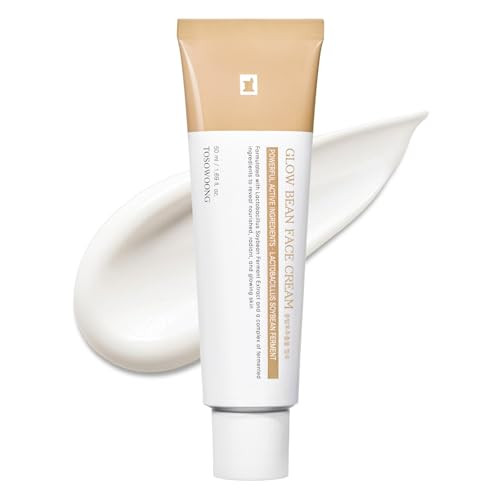 Tosowoong Glow Bean Face Cream 63844Ppm Soybean Ferment Extract Korean Skincare For Glass Skin Moisturizer Relief Smooth Nourished Skin Anti-Aging Hydrating K Beauty 50 Ml / 1.69 Fl. Oz.