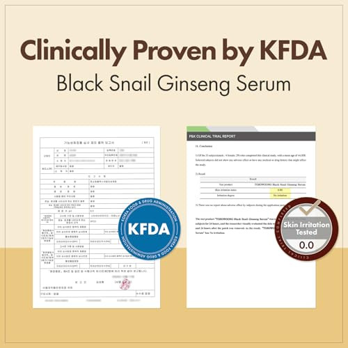 Tosowoong Black Snail Ginseng Serum Ginseng 640430Ppm Snail Mucin Hydrating Facial Moisturizer Acne Scar Remover Self Care Glow Skin Under Makeup Korean Skin Care 30Ml 1.01 Fl. Oz.